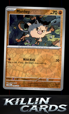 Reverse Holofoil Mankey 090/182 Pokemon Common SV10: Destined Rivals Card NM