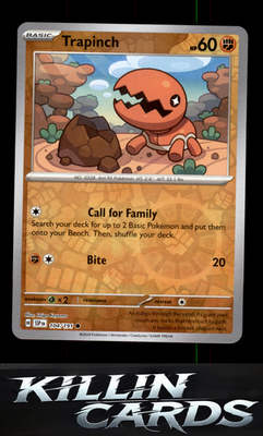 Reverse Holofoil Trapinch 104/191 Pokemon Common SV08: Surging Sparks Card NM