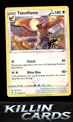 Talonflame 140/203 Pokemon Rare SWSH07: Evolving Skies Card NM