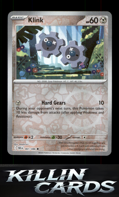 Reverse Holofoil Klink 061/086 Pokemon Common SV: Black Bolt Card NM