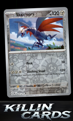 Reverse Holofoil Skarmory 142/197 Pokemon Uncommon SV03: Obsidian Flames Card NM