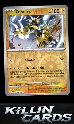 Reverse Holofoil Zeraora 078/182 Pokemon Rare SV10: Destined Rivals Card NM