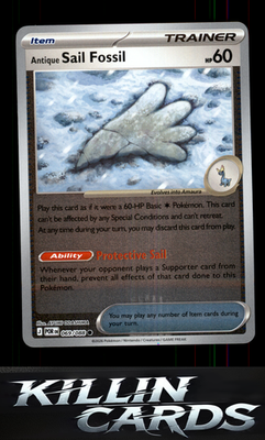 Reverse Holofoil Antique Sail Fossil 069/088 Pokemon Common ME03: Perfect Order