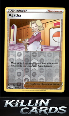 Reverse Holofoil Agatha 129/198 Pokemon Uncommon SWSH06: Chilling Reign Card NM