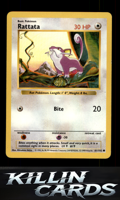 Rattata 061/102 Pokemon Common Base Set (Shadowless) Card LP