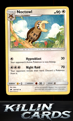 Noctowl 107/147 Pokemon Uncommon SM - Burning Shadows Card NM