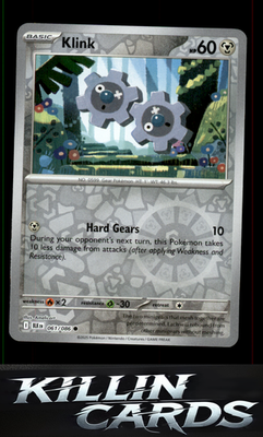 Reverse Holofoil Klink 061/086 Pokemon Common SV: Black Bolt Card NM