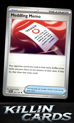 Meddling Memo 181/191 Pokemon Uncommon SV08: Surging Sparks Card NM