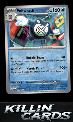 Reverse Holofoil Poliwrath 062/165 Pokemon Uncommon SV: Scarlet & Violet 151 Car