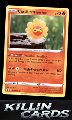 Castform Sunny Form 022/198 Pokemon Common SWSH06: Chilling Reign Card NM