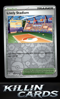 Reverse Holofoil Lively Stadium 180/191 Pokemon Uncommon SV08: Surging Sparks Ca