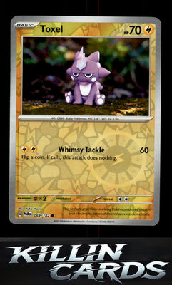Reverse Holofoil Toxel 069/182 Pokemon Common SV04: Paradox Rift Card NM