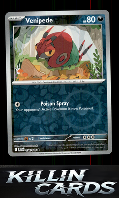 Reverse Holofoil Venipede 054/086 Pokemon Common SV: Black Bolt Card NM