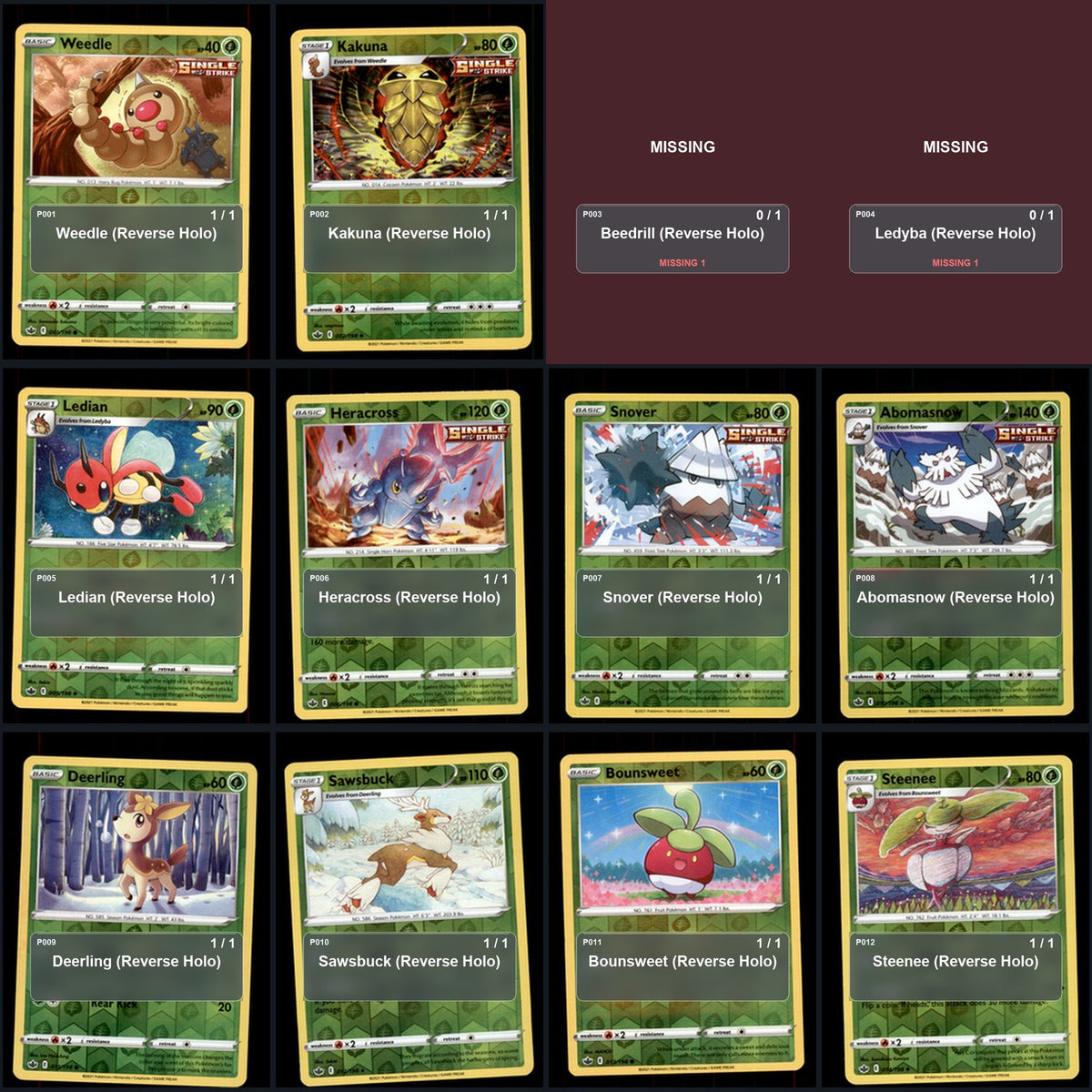 Pokemon TCG SWSH06: Chilling Reign Reverse Holo Master Set 102 Reverse Holo Card