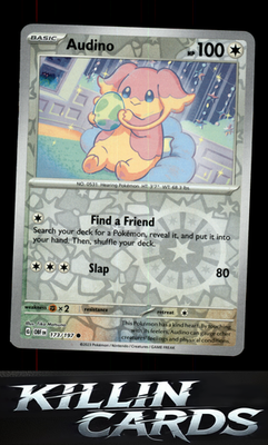 Reverse Holofoil Audino 173/197 Pokemon Common SV03: Obsidian Flames Card NM