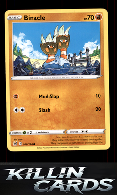 Binacle 106/196 Pokemon Common SWSH11: Lost Origin Card NM