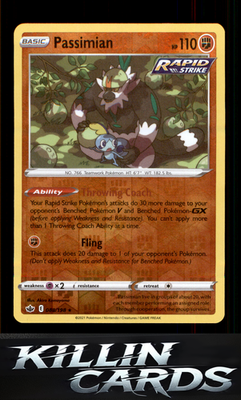 Reverse Holofoil Passimian 088/198 Pokemon Rare SWSH06: Chilling Reign Card NM