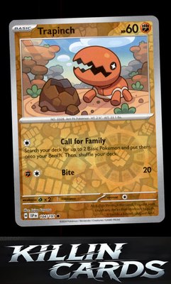 Reverse Holofoil Trapinch 104/191 Pokemon Common SV08: Surging Sparks Card NM