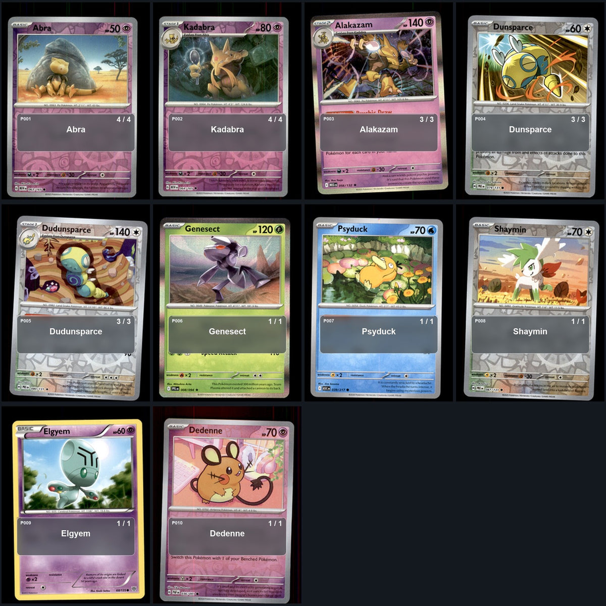 Partial Pokemon TCG NAIC 2026, New Orleans Alakazam Dudunsparce Decklist 54 Cards Deck