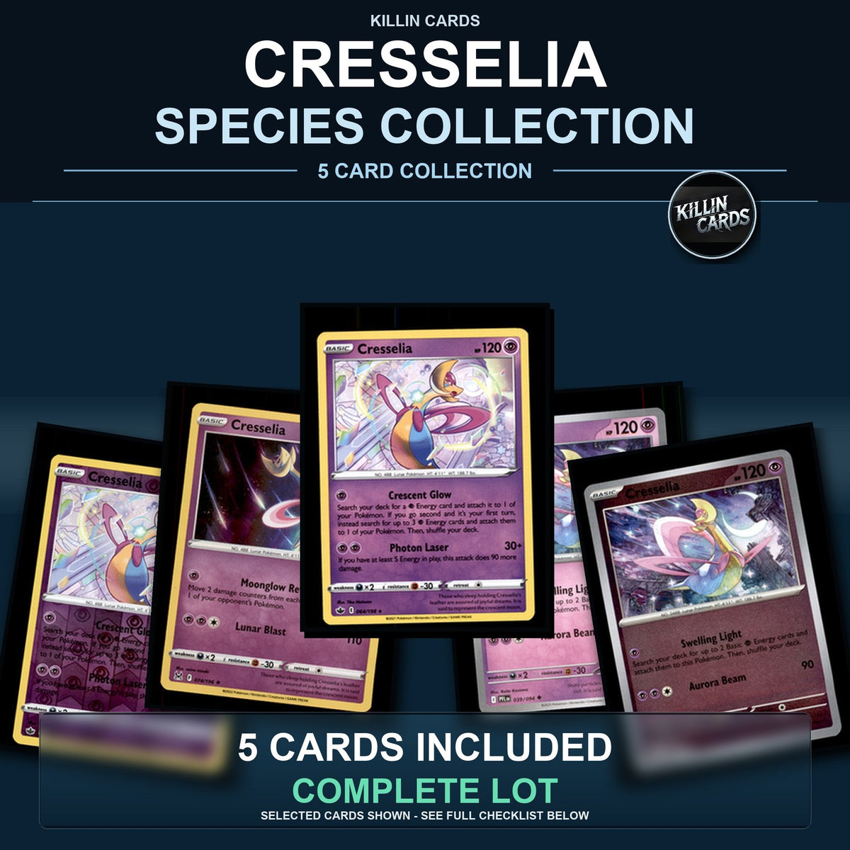 Pokemon TCG Cresselia Species Collection 5 Different Cards