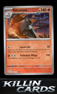 Reverse Holofoil Volcarona 025/191 Pokemon Common SV08: Surging Sparks Card NM