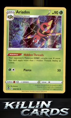 Ariados 004/195 Pokemon Holo Rare SWSH12: Silver Tempest Card NM
