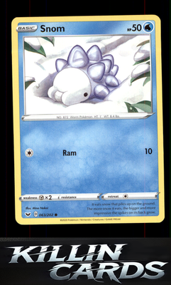 Snom 063/202 Pokemon Common SWSH01: Sword & Shield Base Set Card NM