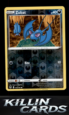 Reverse Holofoil Zubat 103/195 Pokemon Common SWSH12: Silver Tempest Card NM