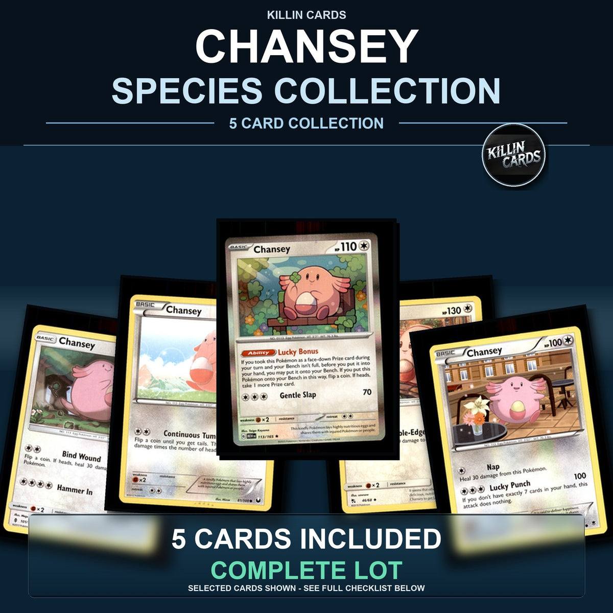 Pokemon TCG Chansey Species Collection 5 Different Cards