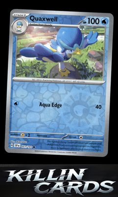 Reverse Holofoil Quaxwell 051/191 Pokemon Common SV08: Surging Sparks Card NM