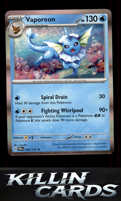 Vaporeon 022/131 Pokemon Rare SV: Prismatic Evolutions Card NM