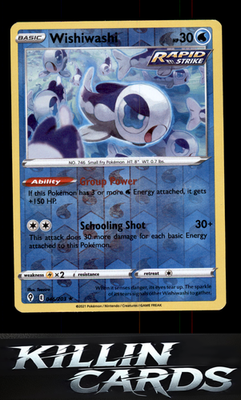Reverse Holofoil Wishiwashi 046/203 Pokemon Rare SWSH07: Evolving Skies Card NM