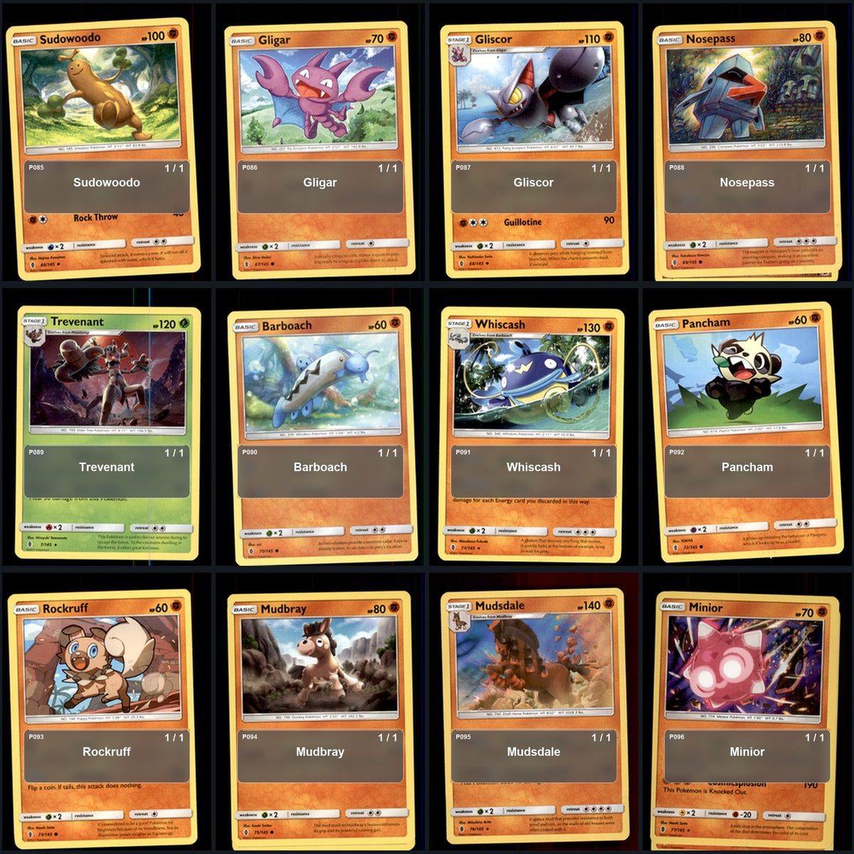 Pokemon TCG SM - Guardians Rising C/UC/R Standard Set 108 Cards