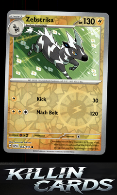 Reverse Holofoil Zebstrika 063/191 Pokemon Common SV08: Surging Sparks Card NM