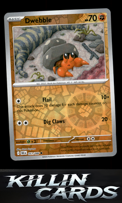 Reverse Holofoil Dwebble 051/086 Pokemon Common SV: Black Bolt Card NM