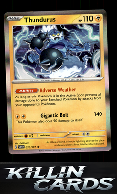 Thundurus 070/197 Pokemon Rare SV03: Obsidian Flames Card NM