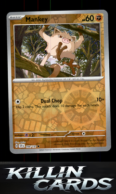 Reverse Holofoil Mankey 098/191 Pokemon Common SV08: Surging Sparks Card NM