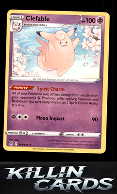 Clefable 063/196 Pokemon Rare SWSH11: Lost Origin Card NM