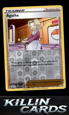 Reverse Holofoil Agatha 129/198 Pokemon Uncommon SWSH06: Chilling Reign Card NM