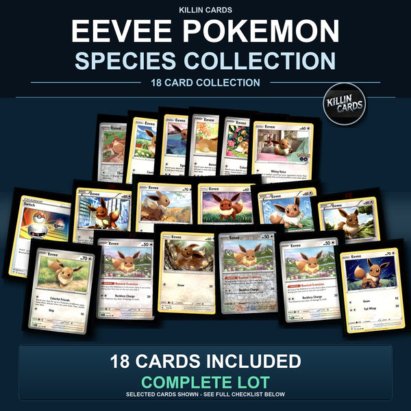 Pokemon TCG Eevee Pokemon Species Collection 18 Different Cards Collection