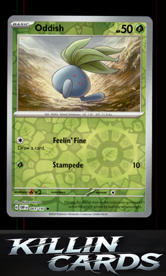 Reverse Holofoil Oddish 001/197 Pokemon Common SV03: Obsidian Flames Card NM