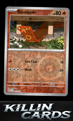 Reverse Holofoil Sizzlipede 027/191 Pokemon Common SV08: Surging Sparks Card NM