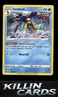 Inteleon 043/198 Pokemon Holo Rare SWSH06: Chilling Reign Card NM