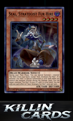 1st Edition Seal, Strategist Fur Hire DASA-EN018 YuGiOh Super Rare Dark Saviors