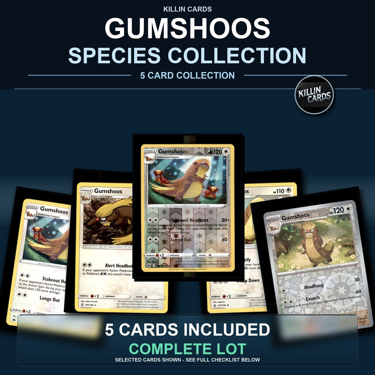 Pokemon TCG Gumshoos Species Collection 5 Different Cards