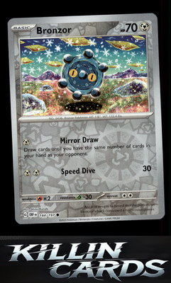 Reverse Holofoil Bronzor 144/197 Pokemon Common SV03: Obsidian Flames Card NM