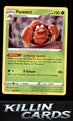Parasect 005/196 Pokemon Rare SWSH11: Lost Origin Card NM