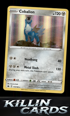 Cobalion 114/198 Pokemon Holo Rare SWSH06: Chilling Reign Card NM
