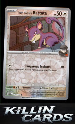 Reverse Holofoil Team Rocket's Rattata 147/182 Pokemon Common SV10: Destined Riv