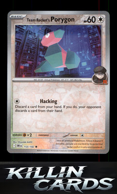 Reverse Holofoil Team Rocket's Porygon 153/182 Pokemon Common SV10: Destined Riv